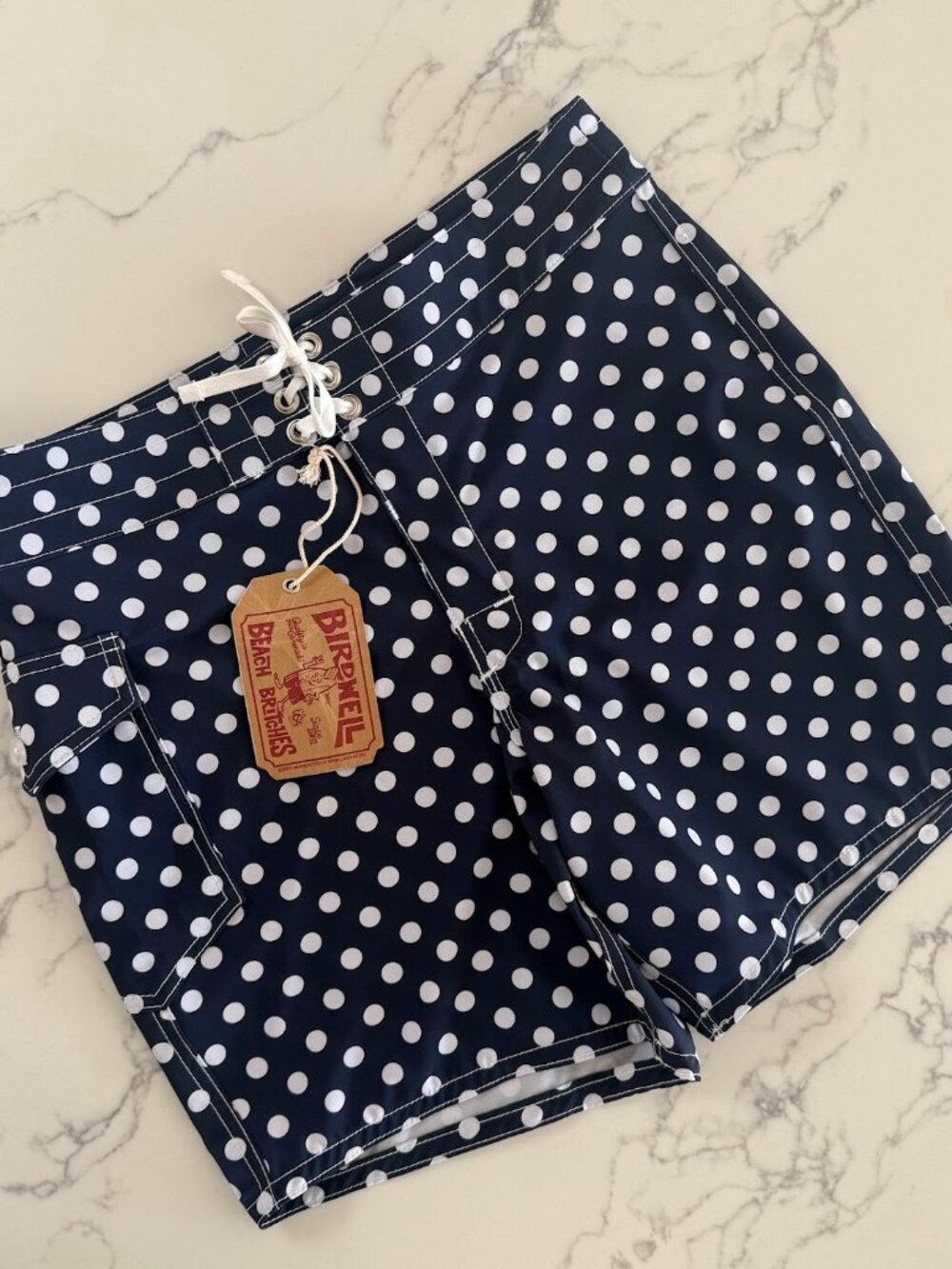 Birdwell Men's 806 Polka Dot Board Shorts - Navy/White - Size 31